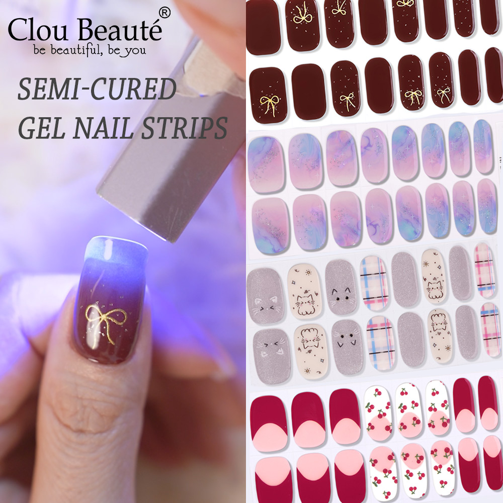 Semi-Cured Gel Nail Strips 16  – обзор и цена Full Cover Adhesive